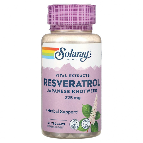 Solaray, Vital Extracts, ресвератрол японского спорыша, 225 мг, 60 растительных капсул #1