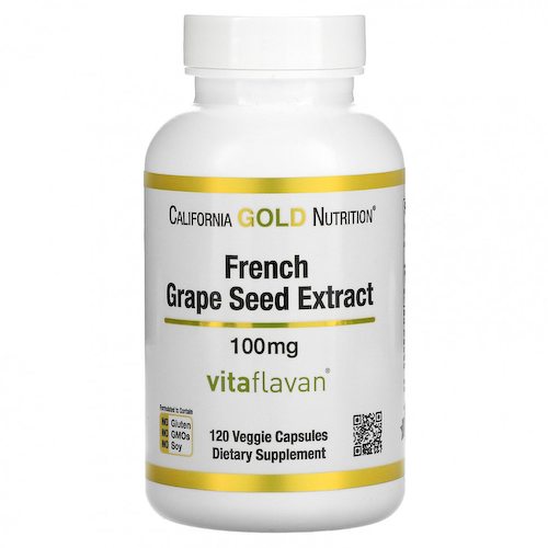 California Gold Nutrition, VitaFlavan, экстракт косточек французского винограда, полифенольный антиоксидант, 100 мг, 120 растительных капсул #1
