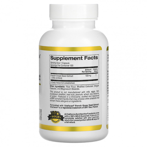 California Gold Nutrition, VitaFlavan, экстракт косточек французского винограда, полифенольный антиоксидант, 100 мг, 120 растительных капсул #1