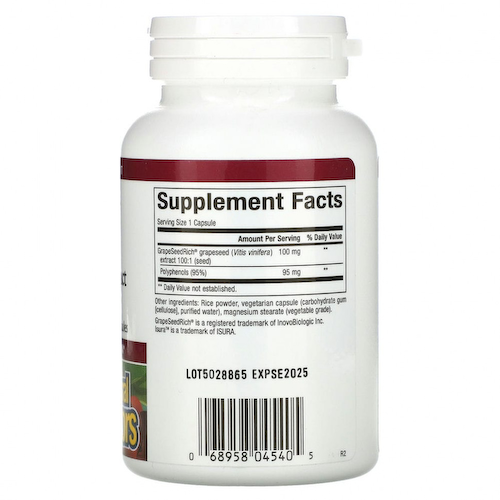 Natural Factors, GrapeSeedRich, экстракт виноградных косточек, 100 мг, 120 вегетарианских капсул #1