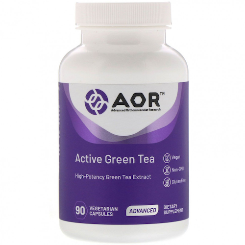Advanced Orthomolecular Research AOR, Active Green Tea, зеленый чай, 90 растительных капсул #1