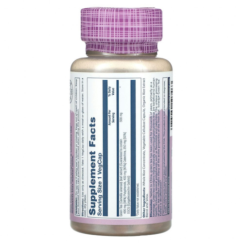 Solaray, Vital Extracts, зеленый чай, 500 мг, 30 растительных капсул #1