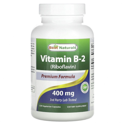 Best Naturals, Витамин B2 (рибофлавин), 400 мг, 120 вегетарианских капсул #1