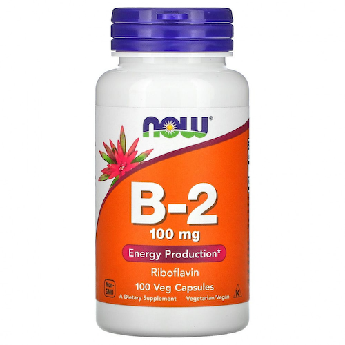 NOW Foods, витамин B-2, 100 мг, 100 вегетарианских капсул #1