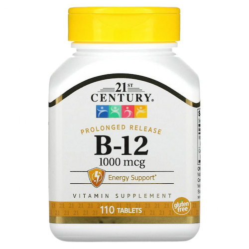 21st Century, B-12, замедленное высвобождение, 1000 мкг, 110 таблеток #1