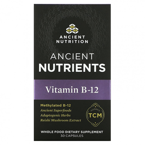 Dr. Axe / Ancient Nutrition, Витамин B12, 30 капсул #1