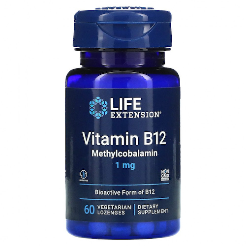 Life Extension, витамин B12, метилкобаламин, 1 мг, 60 вегетарианских пастилок #1