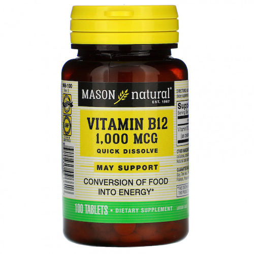 Mason Natural, Витамин B-12, 1000 мкг, 100 таблеток #1