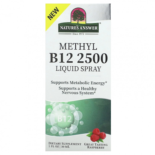 Nature's Answer, Methyl B12 2500, жидкий спрей, малина, 30 мл (1 жидк. Унция) #1