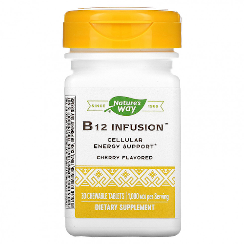Nature's Way, B12 Infusion, со вкусом вишни, 1000 мкг, 30 жевательных таблеток #1