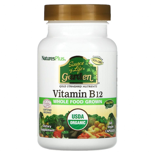 NaturesPlus, Source of Life Garden, сертифицированный органический витамин B12, 60 веганских капсул #1