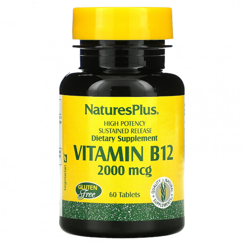NaturesPlus, витамин B12, 2000 мкг, 60 таблеток #1