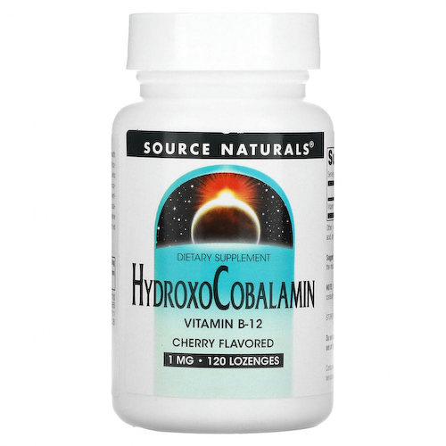 Source Naturals, Гидроксокобаламин, витамин B12, пастилки со вкусом вишни, 1 мг, 120 таблеток #1