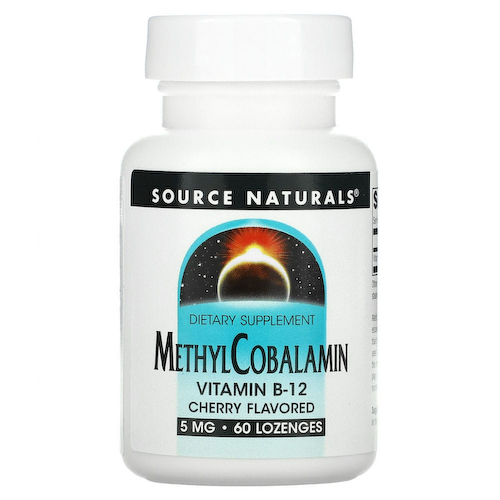 Source Naturals, метилкобаламин, витамин B12, со вкусом вишни, 5 мг, 60 пастилок #1
