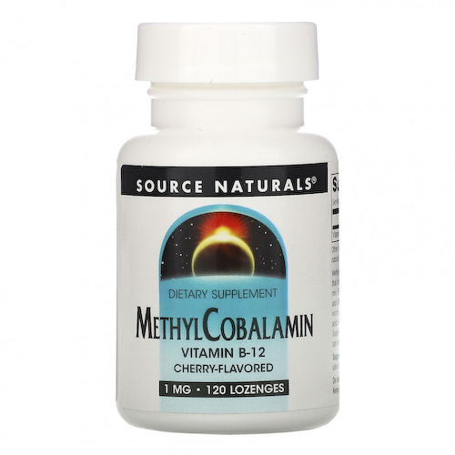 Source Naturals, витамин B12 в виде метилкобаламина, со вкусом вишни, 1 мг, 120 леденцов #1