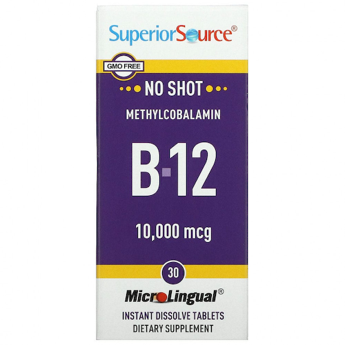Superior Source, метилкобаламин B12, 10 000 мкг, 30 быстрорастворимых таблеток MicroLingual #1