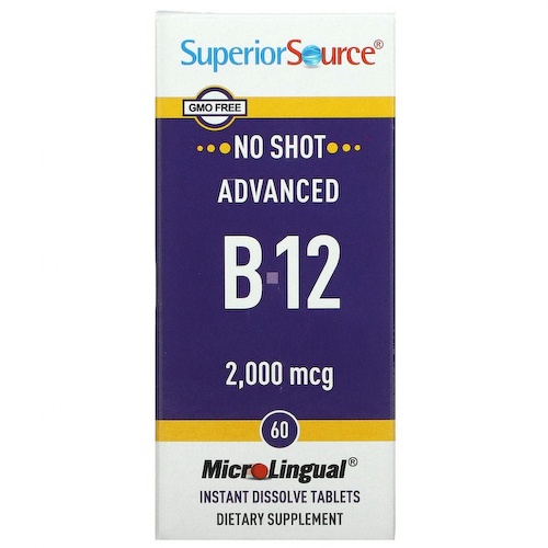 Superior Source, улучшенный витамин B12, 2000 мкг, 60 быстрорастворимых таблеток MicroLingual #1