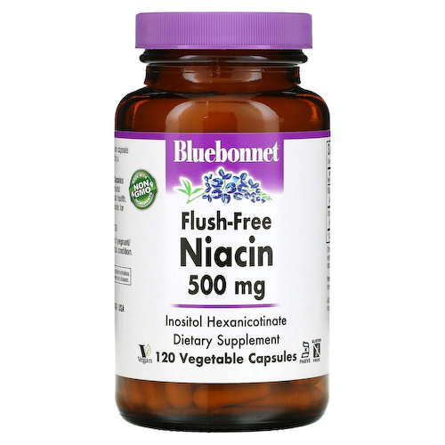 Bluebonnet Nutrition, Ниацин, не вызывающий смывания, 500 мг, 120 растительных капсул #1