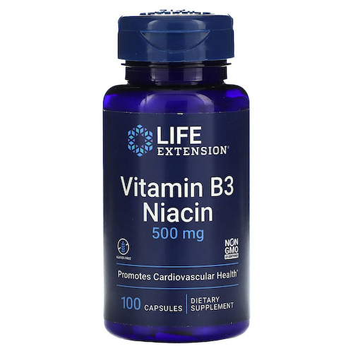 Life Extension, витамин B3 (ниацин), 500 мг, 100 капсул #1
