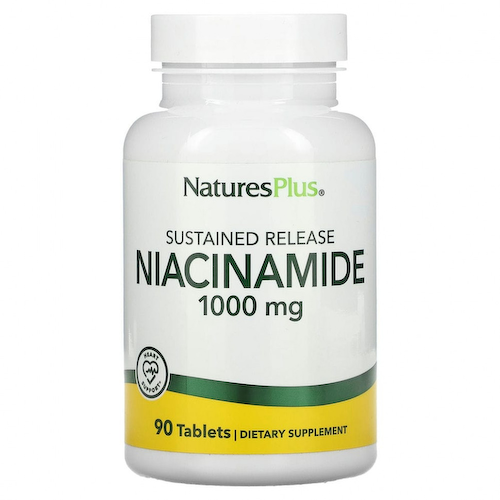 NaturesPlus, никотинамид замедленного высвобождения, 1000 мг, 90 таблеток #1