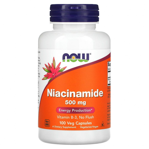 NOW Foods, никотинамид, 500 мг, 100 вегетарианских капсул #1