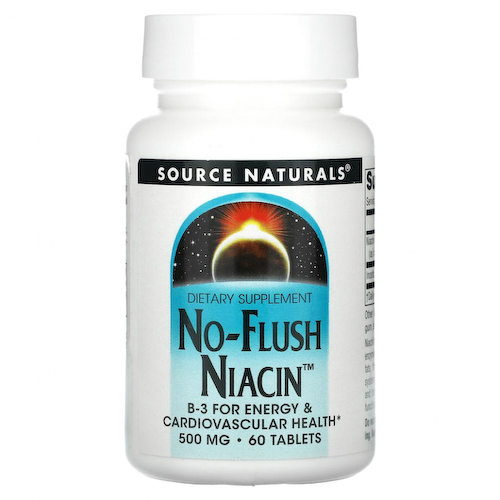 Source Naturals, ниацин, не вызывает приливов крови, 500 мг, 60 таблеток #1