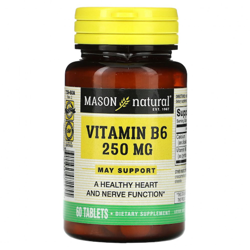 Mason Natural, Витамин B6, 250 мг, 60 таблеток #1