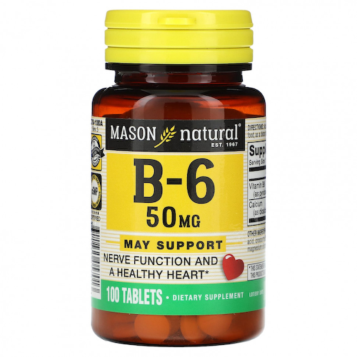 Mason Natural, Витамин B6, 50 мг, 100 таблеток #1