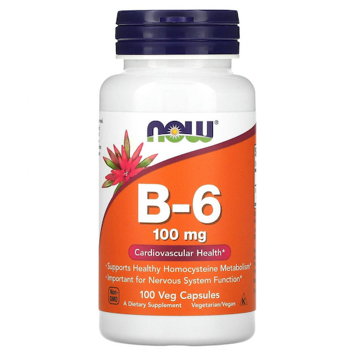 NOW Foods, Витамин B6, 100 мг, 100 растительных капсул #1