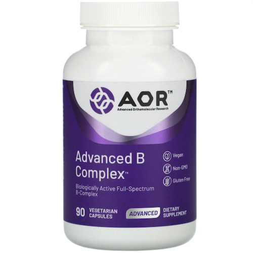 Advanced Orthomolecular Research AOR, Advanced B Complex, улучшенный комплекс витаминов группы В, 90 растительных капсул #1