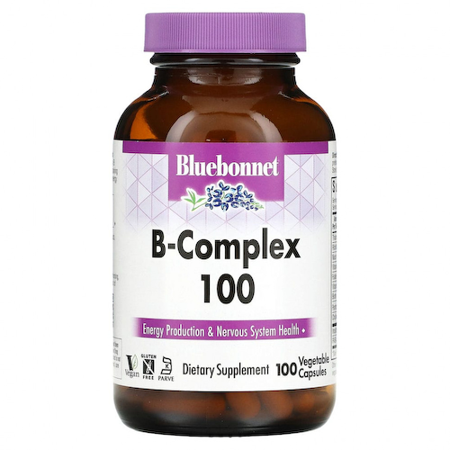 Bluebonnet Nutrition, B-Complex 100, витамины группы B, 100 вегетарианских капсул #1