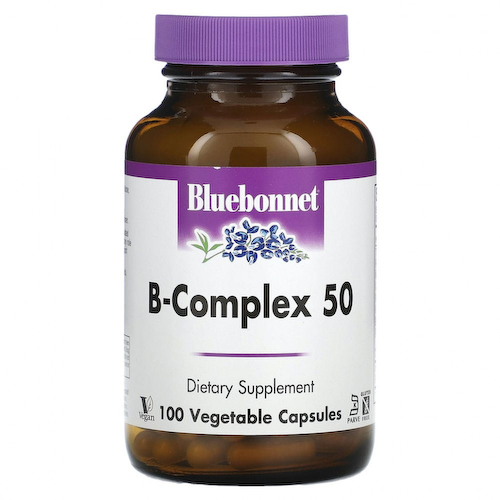 Bluebonnet Nutrition, B-Complex 50, витамины группы B, 100 вегетарианских капсул #1