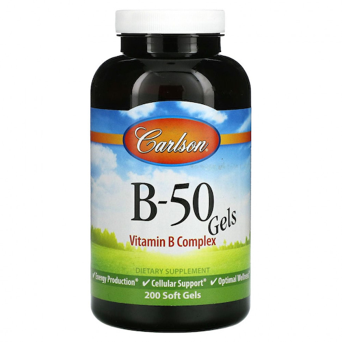 Carlson Labs, гель B-50, комплекс витаминов группы В, 200 капсул #1