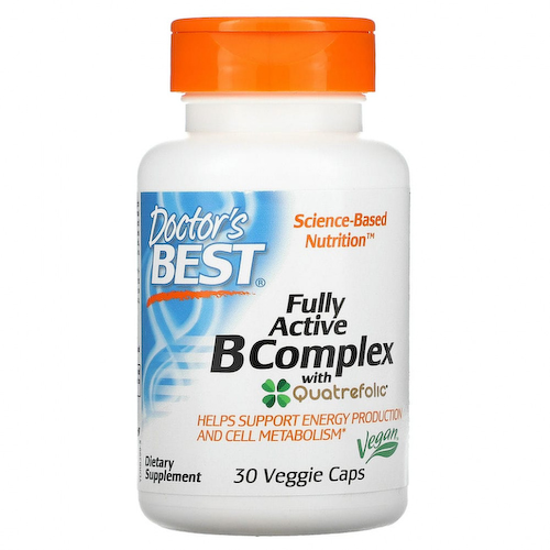 Doctor's Best, комплекс активных витаминов B с Quatrefolic, 30 вегетарианских капсул #1