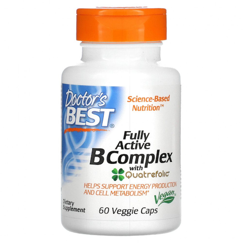 Doctor's Best, комплекс активных витаминов B с Quatrefolic, 60 вегетарианских капсул #1
