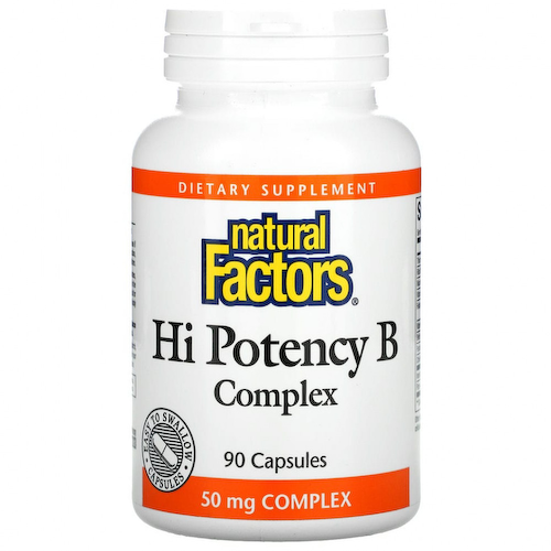 Natural Factors, высокоэффективный комплекс витаминов группы B, 90 капсул #1