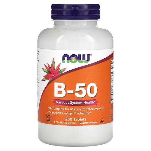NOW Foods, B-50, добавка с витаминами группы В, 250 таблеток #1