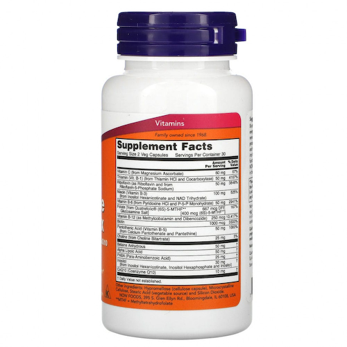 NOW Foods, комплекс коферментов группы B, 60 вегетарианских капсул #1
