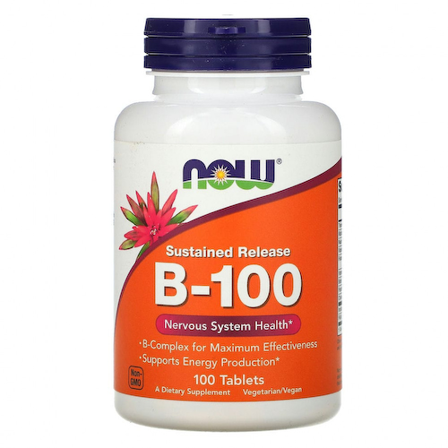 NOW Foods, В-100, длительного высвобождения, 100 таблеток #1
