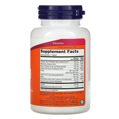NOW Foods, В-100, длительного высвобождения, 100 таблеток #1