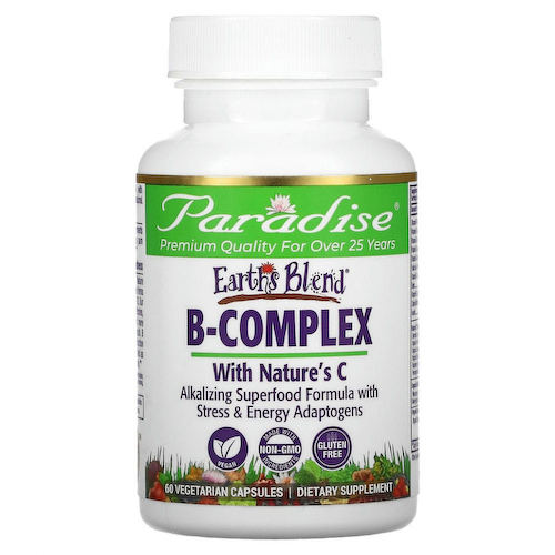 Paradise Herbs, Earth's Blend, комплекс витаминов группы В с комплексом Nature's C, 60 вегетарианских капсул #1