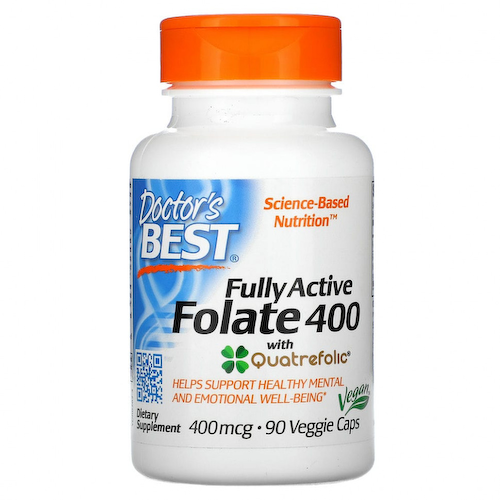 Doctor's Best, полностью активный фолат 400 с Quatrefolic, 400 мкг, 90 вегетарианских капсул #1