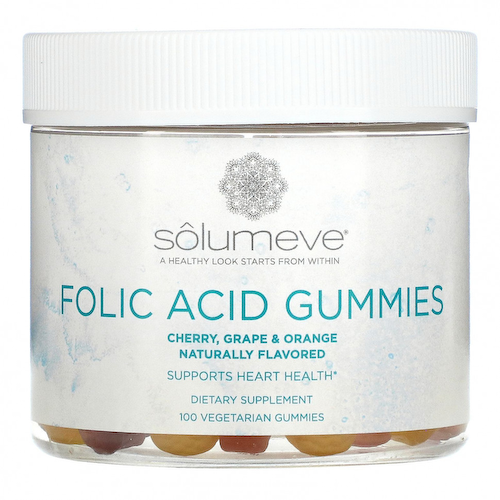 Solumeve, Жевательные таблетки с фолиевой кислотой, без желатина, разные вкусы, 100 вегетарианских жевательных таблеток #1