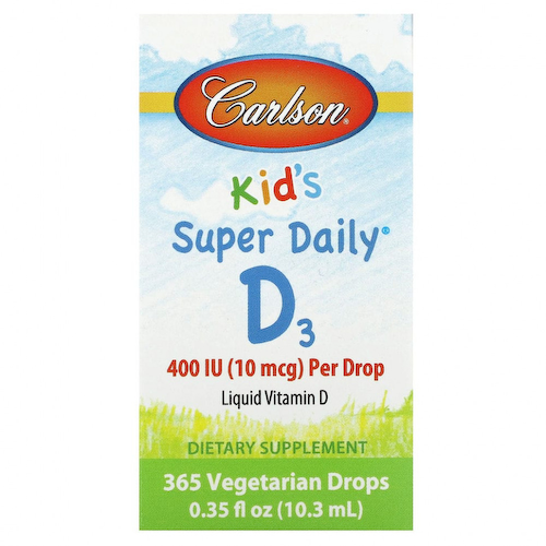 Carlson, Kids Super Daily D3, 10 мкг (400 МЕ), 365 вегетарианских капель, 10,3 мл (0,35 жидк. Унции) #1