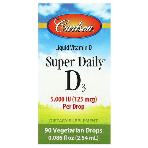 Carlson, Super Daily, D3, 125 мкг (5000 МЕ), 90 вегетарианских капель, 2,54 мл (0,086 жидк. Унции) #1