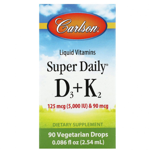 Carlson, Super Daily D3 + K2, 125 мкг (5000 МЕ) и 90 мкг, 90 вегетарианских капель, 2,54 мл (0,086 жидк. Унции) #1