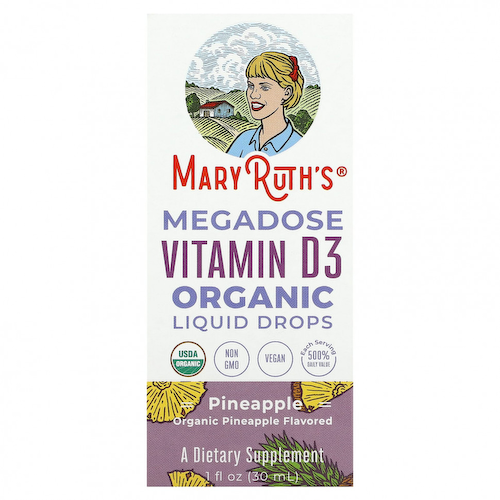 MaryRuth Organics, Органические жидкие капли с витамином D3 Megadose, с ананасом, 30 мл (1 жидк. Унция) #1