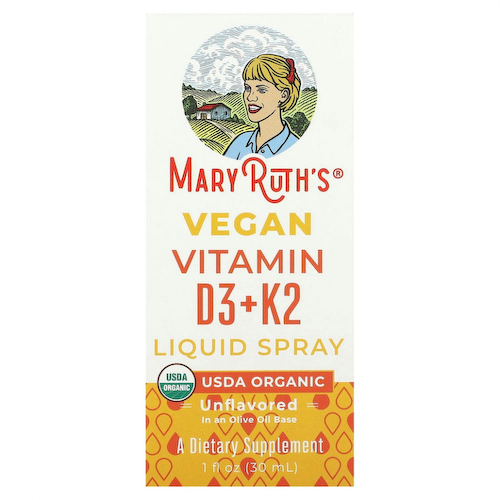 MaryRuth Organics, Веганский жидкий спрей с витаминами D3 и K2, без добавок, 30 мл (1 жидк. Унция) #1