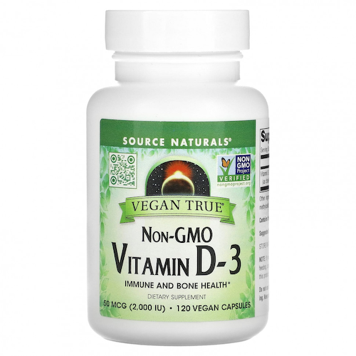 Source Naturals, Витамин D3 без ГМО, 50 мкг (2000 МЕ), 120 веганских капсул #1