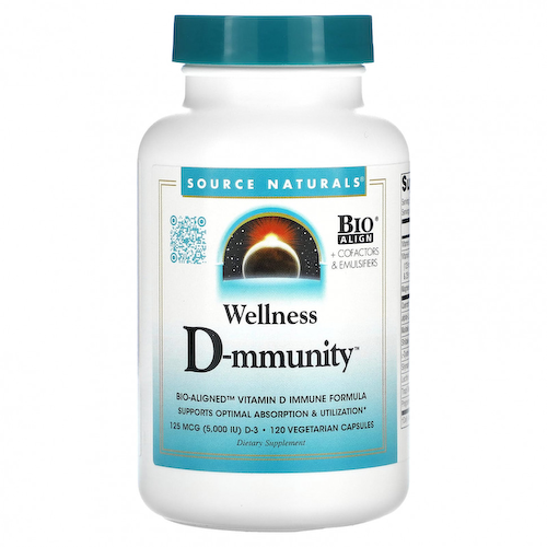 Source Naturals, Wellness D-mmunity, 125 мкг, 120 вегетарианских капсул #1